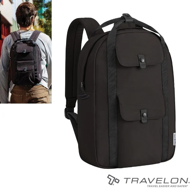 【Travelon】ORIGIN抗菌防盜後背包(28X41X14cm)雙肩包/14吋平板/防盜保護/TL-43551 黑✿30E010